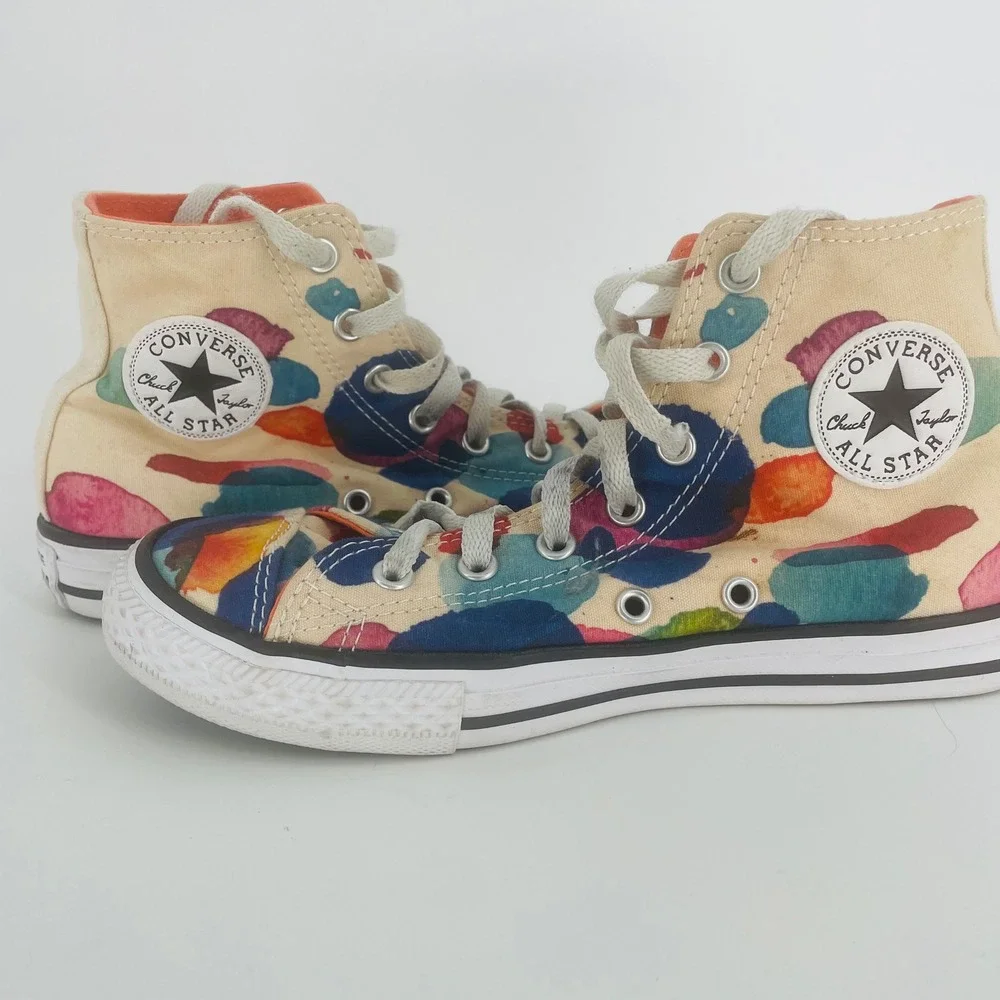 Converse Chuck Taylor All Star High Top Multi-Color Watercolor Dot Size 3 Youth